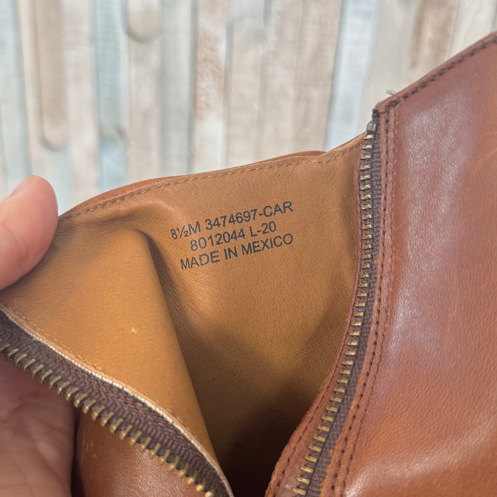 Frye 8.5 Carson Piping Leather Bootie Caramel Brown Ankle Boots Low Western - Picture 8 of 11